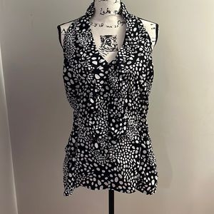 Express black and white ruffle blouse